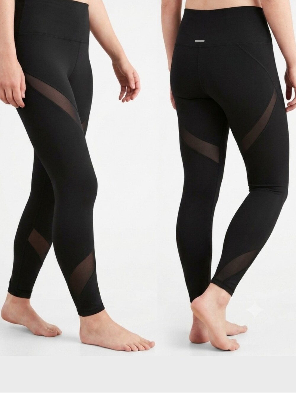 Aerie Chill Play Move Black Mesh Panel Leggings Womens Size Medium Gym Yoga
